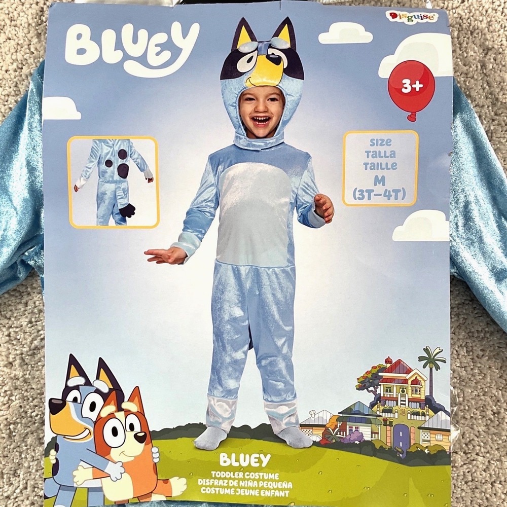 Bluey Toddler Costume Disguise Jumpsuit Headpiece Tail Set Size M 3T-4T New